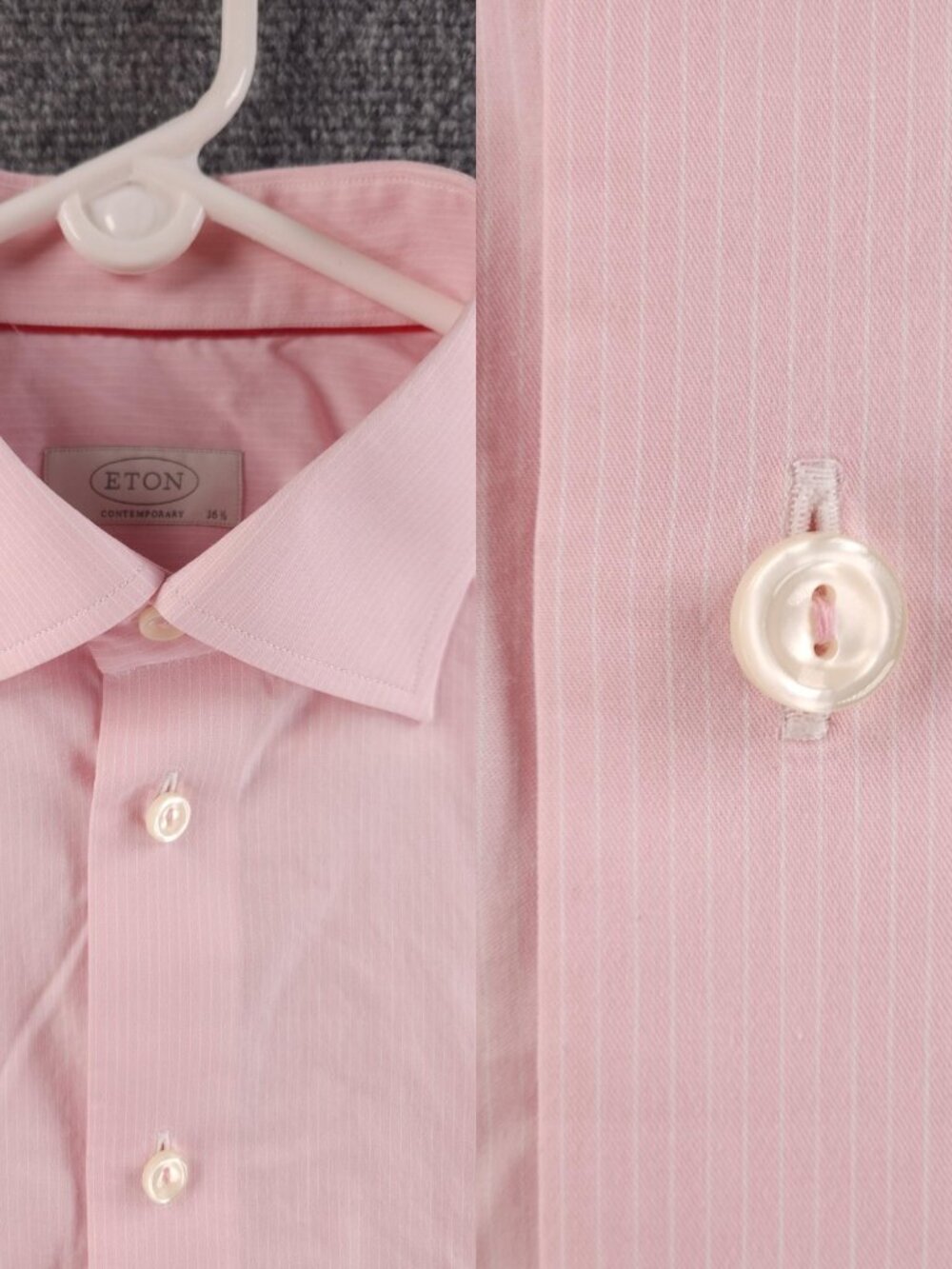 Eton Romania Pink 16.5 Striped Cotton Elegant Shirt Button Up Convertible Cuff - Picture 1 of 16
